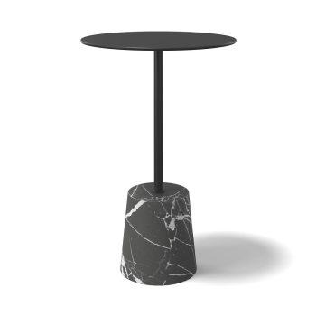 Šoninis - kavos staliukas MARMO Ø 32 cm, marmuras, plienas, juodas, Modulax