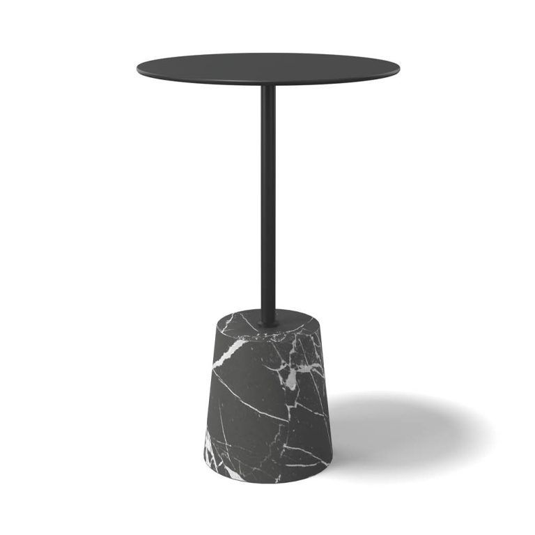 Šoninis - kavos staliukas MARMO Ø 32 cm, marmuras, plienas, juodas, Modulax